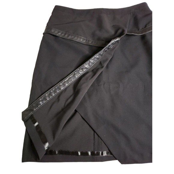 Worthington Petites Black Wrap Pencil Skirt w Faux Leather Trim Small Petite SP - Picture 5 of 10